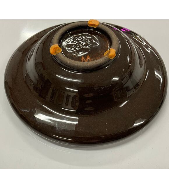 One of a Kind Hugo Kohler Pottery Ashtray 5 Inch Beautiful Rich Brown Cream Blue - Picture 8 of 8